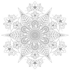 Mandala Intricate Patterns Black and White Good Mood. Flower Vintage decorative elements Oriental. Round ornament, mandala, ethnic decorative element, boho style, zentangle.