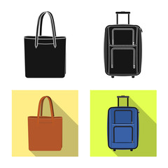 Vector design of suitcase and baggage symbol. Set of suitcase and journey stock vector illustration.