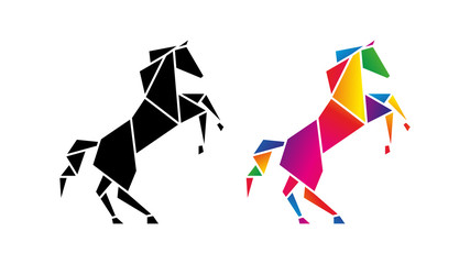 Koń low poly. Logo wektor