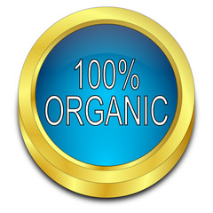 100% Organic Button - 3D illustration