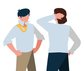 elegant businessmen with different possitions characters