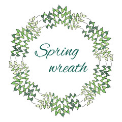 Set of green floral wreaths, ornament of green leaves and vectors for decoration. The concept of spring ornament.