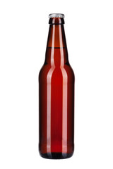 Bottle of dark beer isolated on white background