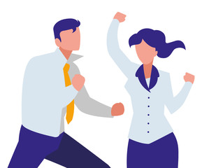 elegant business couple celebrating characters