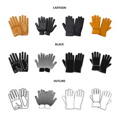 Vector illustration of glove and winter sign. Collection of glove and equipment stock symbol for web.