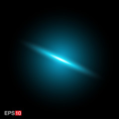 isolated cyan Rays with lens flare, Sun flare, flare on the black background. Transparent Vector Illustration
