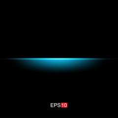 isolated cyan Rays with lens flare, Sun flare, flare on the black background. Transparent Vector Illustration