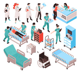 Obraz premium Isometric Hospital Workers Set