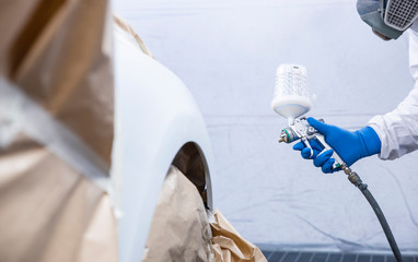 Paint shop and lighting in the large trucks and passenger cars are painted and also repaired