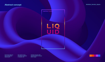 Trendy abstract design template with 3d flow shapes. Dynamic gradient composition. Applicable for landing pages, covers, brochures, flyers, presentations, banners. Vector illustration. Eps10