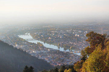 Panorama view from Konigstuhl summit in Heidelberg, Germany