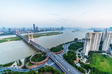 Fototapeta premium shanghai interchange overpass and elevated road in nightfall