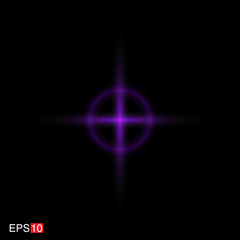 isolated purple Rays with lens flare, Sun flare, flare on the black background. Transparent Vector Illustration