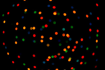 Abstract colorful defocused circular facula. Bokeh blurred color light can use background. new year bokeh defocus