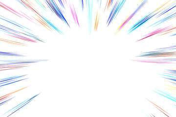 Obraz premium Bokeh multi colored lines on white background. abstraction. Speed light motion blur texture