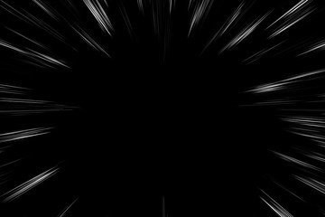 Obraz premium Bokeh white lines on a black background. Abstract flash light speed motion blur texture. Star particle or space travel