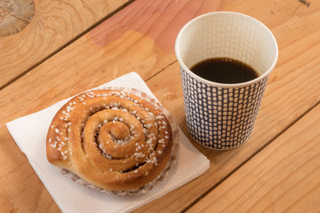 Stockholm, Sweden Kaffe med bulle. A coffee with a cinamon bun.