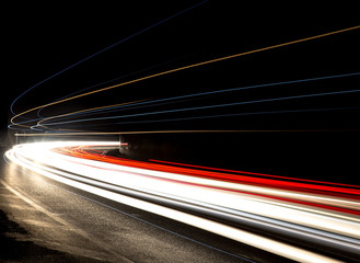 light trails in tunnel