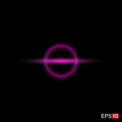 isolated pink Rays with lens flare, Sun flare, flare on the black background. Transparent Vector Illustration