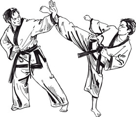 karate blow and defense