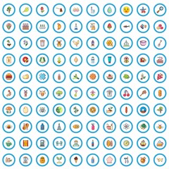 100 natural products icons set. Cartoon illustration of 100 natural products vector icons isolated on white background