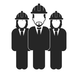 Standing  Engineer Team Icon. Flat style vector EPS.