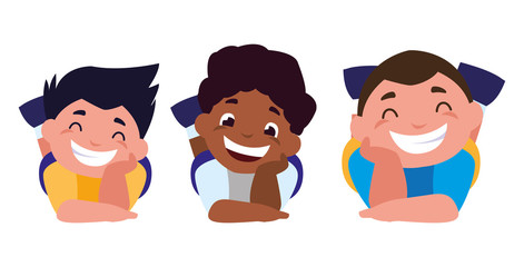 happy little interracial boys characters