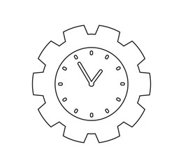 Time line Icon with Clock and gear symbol.