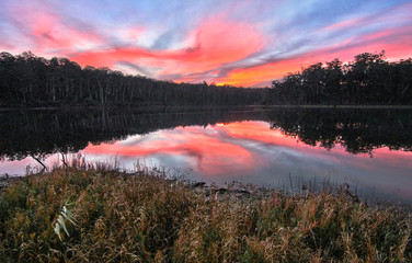 Sunset over Lake Tyers, Victoria, Australia.