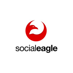 illustration logo from eagle with chat bubble logo design concept