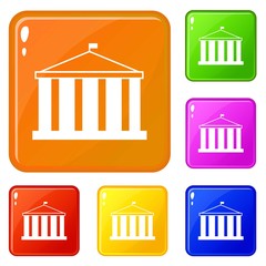 People meeting icons set collection vector 6 color isolated on white background