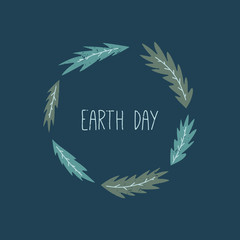 Earth Day poster, banner element. Vector floral frame, text card