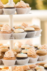 3 tiers of wedding cupcakes