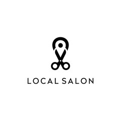 map pin location with scissor logo design template