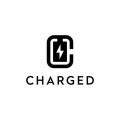 letter C with battery logo design inspiration