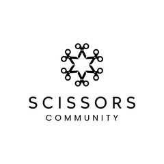scissors salon community logo design concept