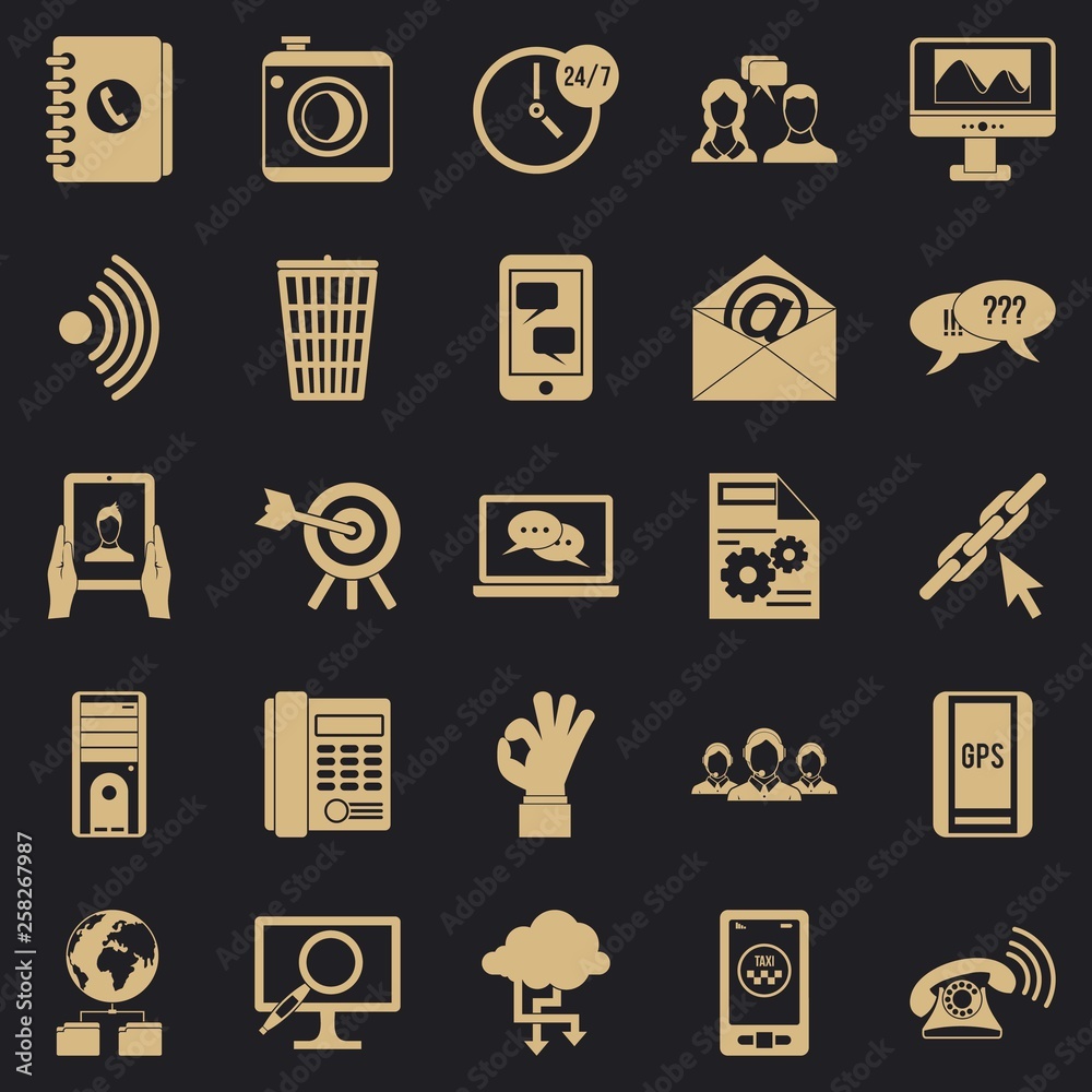 Poster automatic redial icons set. simple set of 25 automatic redial vector icons for web for any design