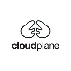 Combination logo from cloud and plane logo design concept
