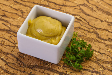 Mustard sauce in the bowl