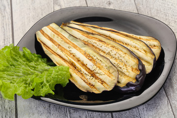 Grilled eggplant in the bowl