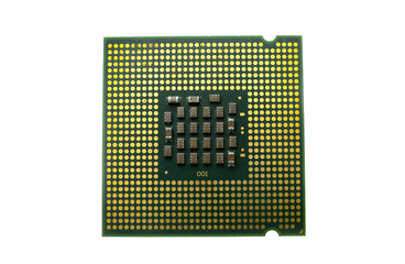 Realistic cpu back view processor chip isolated on white