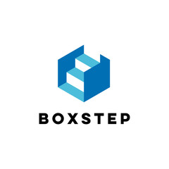 illustration logo from box with step logo design concept