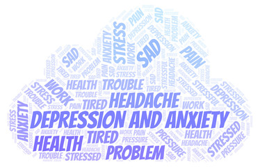 Obraz premium Depression And Anxiety word cloud.