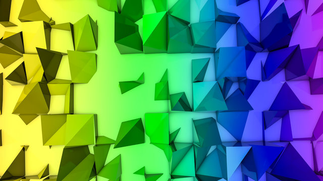 rainbow deformed three-dimensional plane. abstract background. 3d render