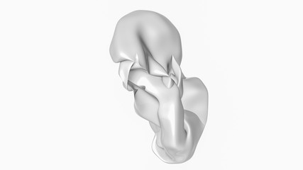 Abstract white three-dimensional shape on a light background. 3d render
