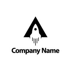 Fototapeta premium negative space logo combination from letter A with rocket logo design concept