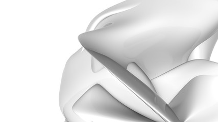 Abstract white three-dimensional shape on a light background. 3d render