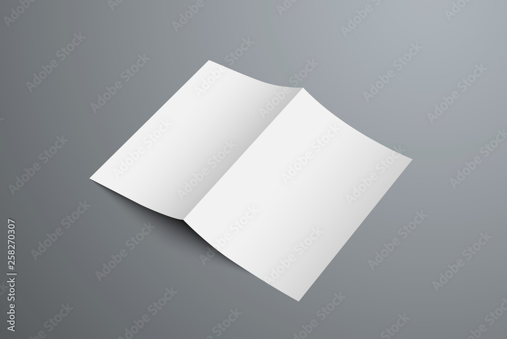Poster vector mockup open bifold brochure for the presentation of the cover design and the back page.
