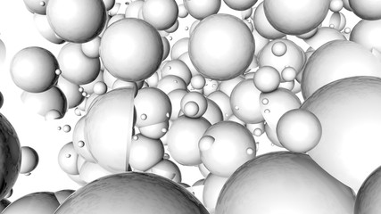 Abstract background of three-dimensional light spheres. 3d render