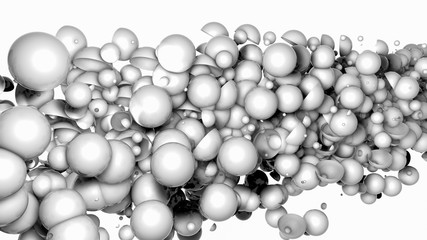 Abstract background of three-dimensional light spheres. 3d render